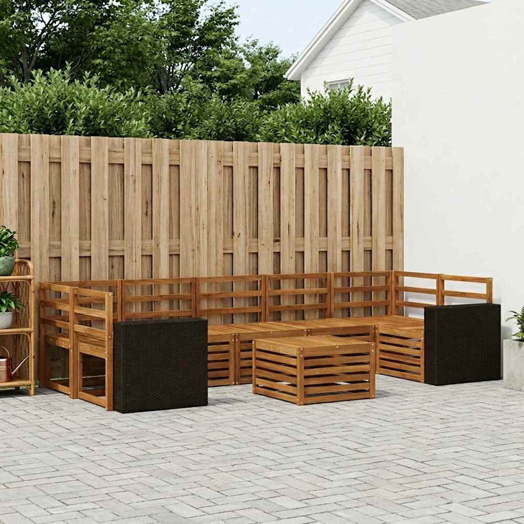Utendørs sofa-sett 8 pcs Naturlig Solid akasietre