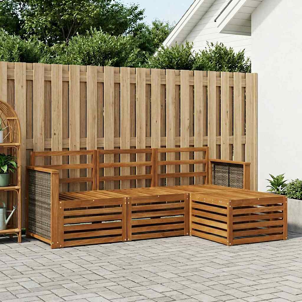 Utendørs sofa-sett 4 pcs Naturlig