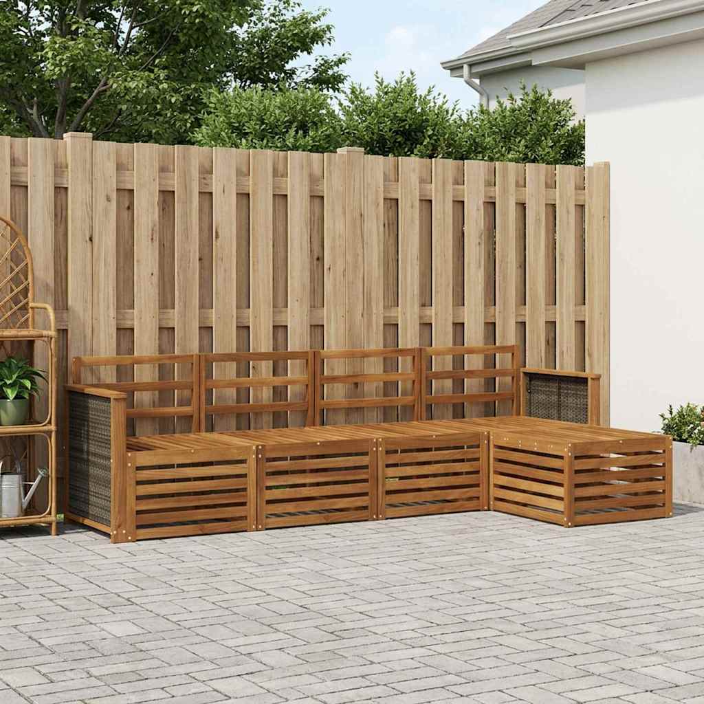 Utendørs sofa-sett 5 pcs Naturlig