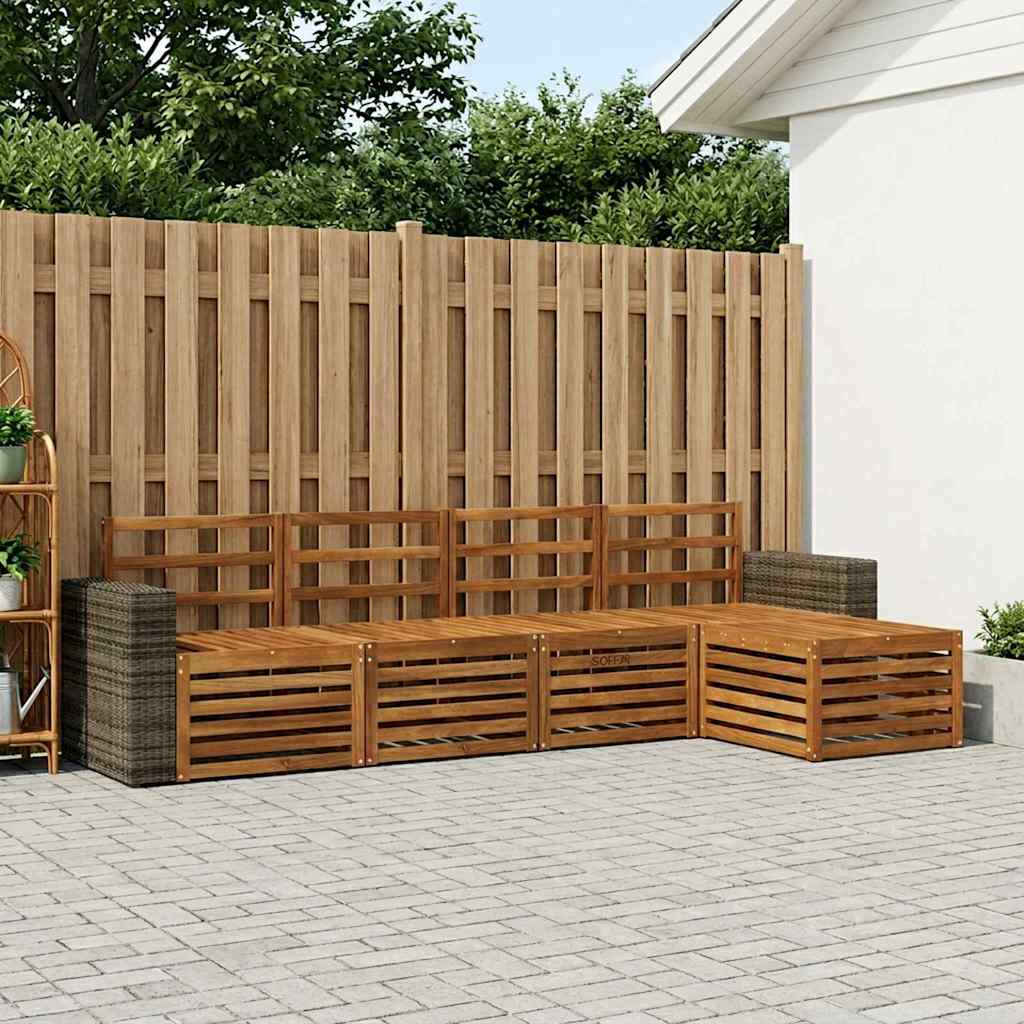 Utendørs sofa-sett 5 pcs Naturlig