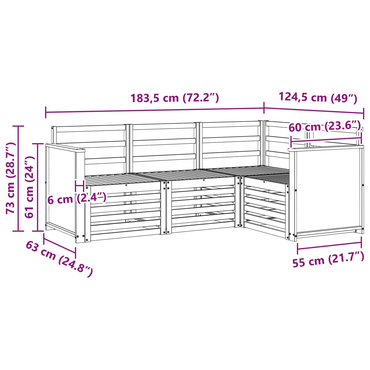 Sofasett 4 pcs Solid akasietre