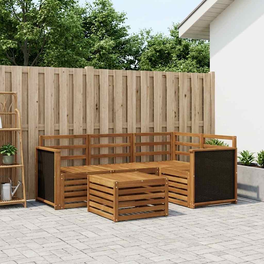 Utendørs sofa-sett 5 pcs Naturlig 59 x 59 x 37 cm Polyester