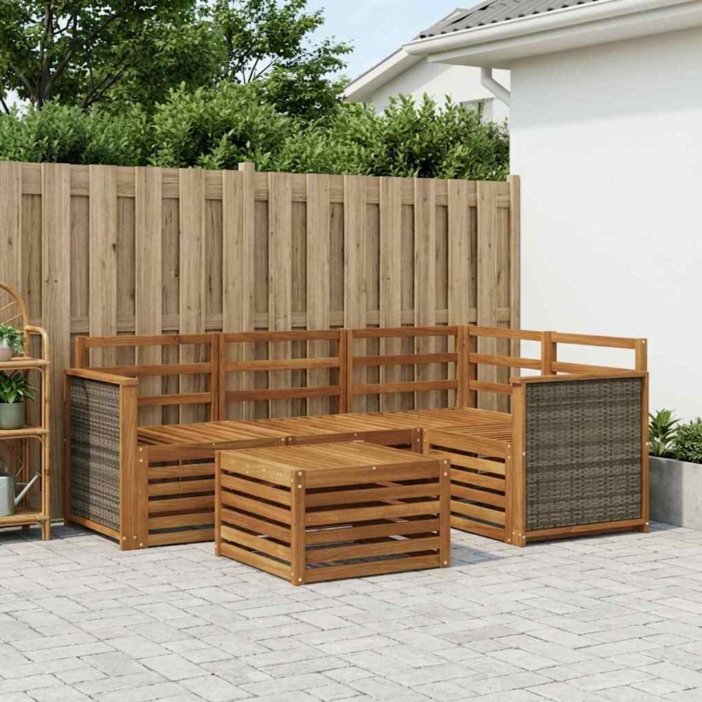 Utendørs sofa-sett 5 pcs Naturlig 59 x 59 x 37 cm Polyester