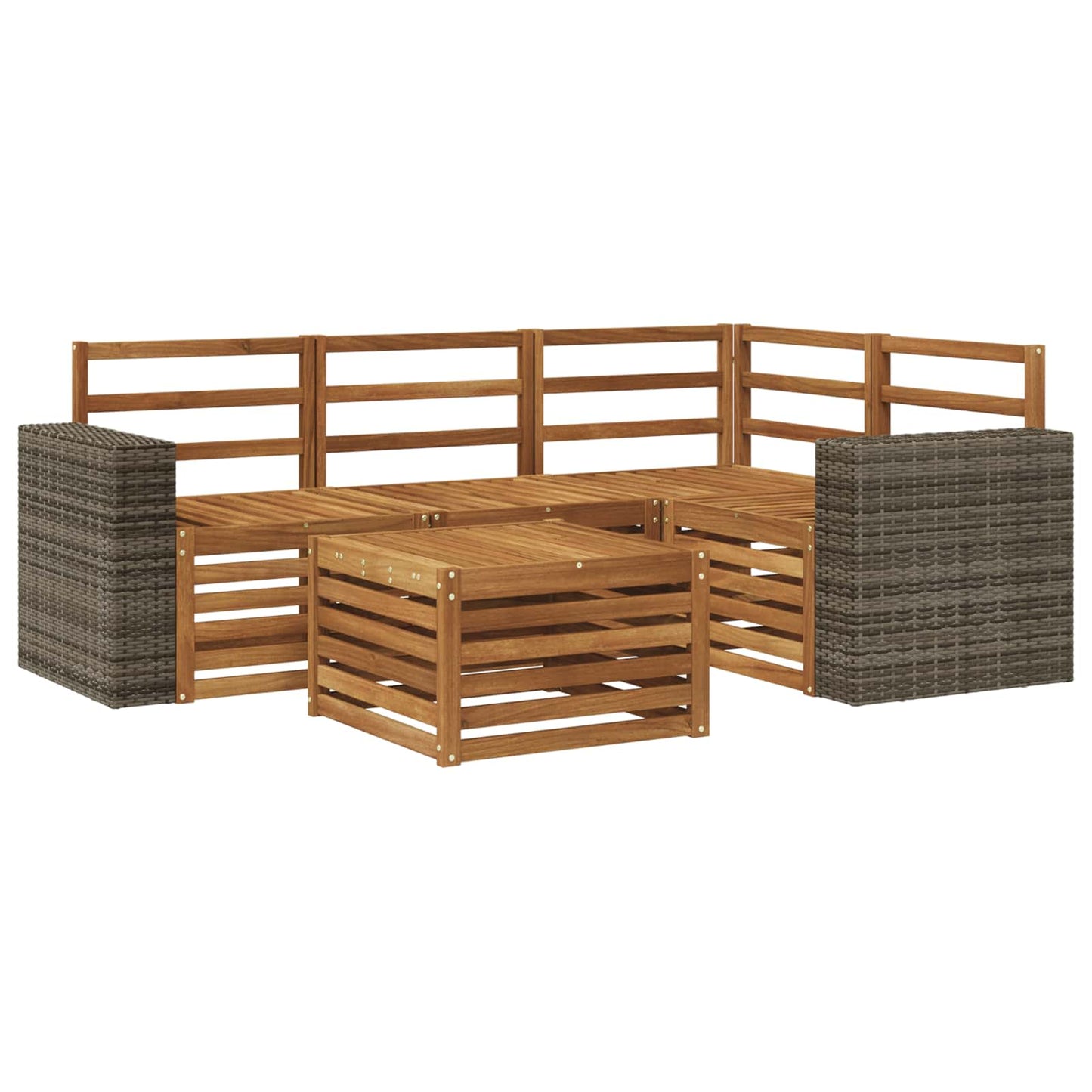 Utendørs sofa-sett 5 pcs Naturlig 59 x 59 x 37 cm Polyester