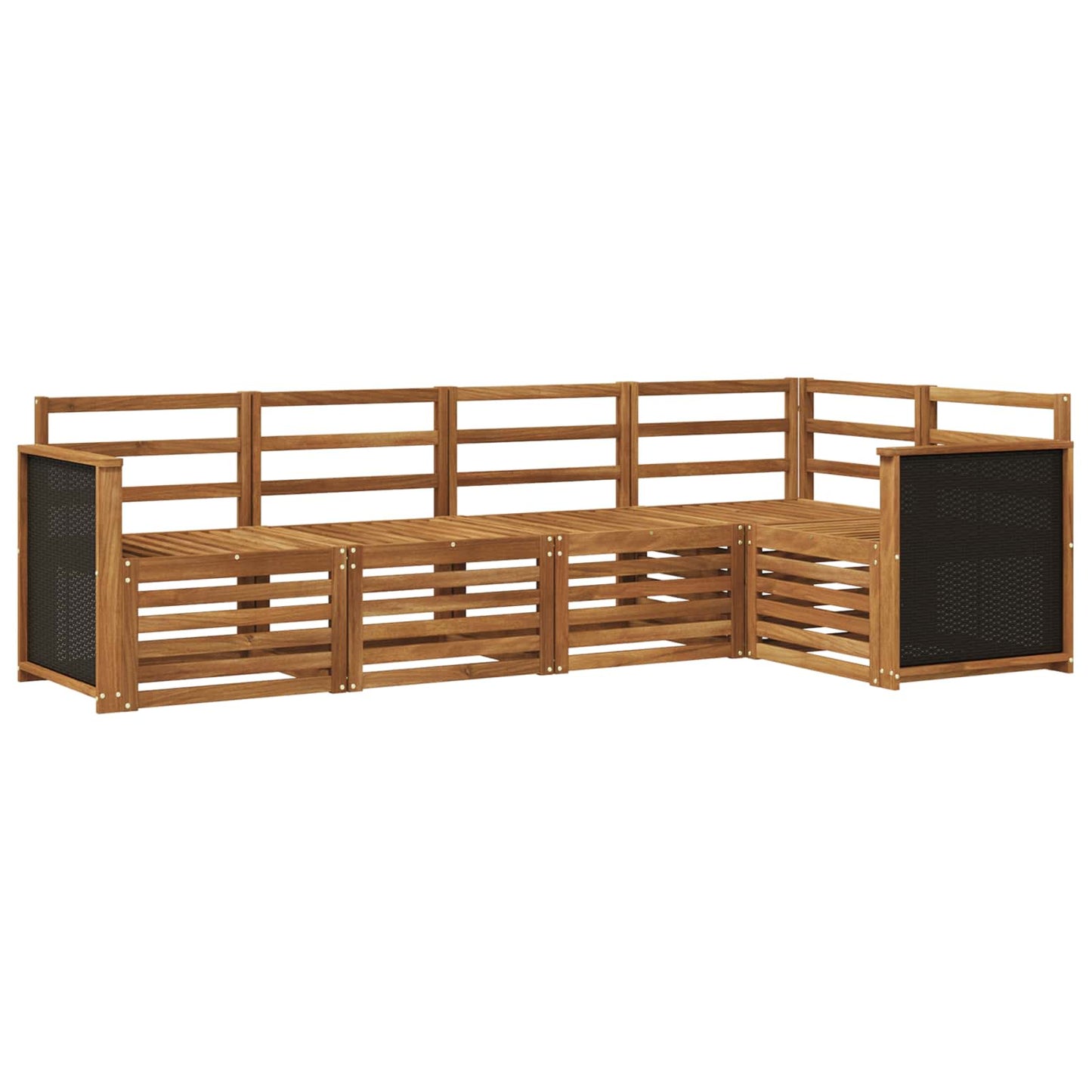 Seksjonssofa Sett 4 pcs Naturlig Solid akasietre