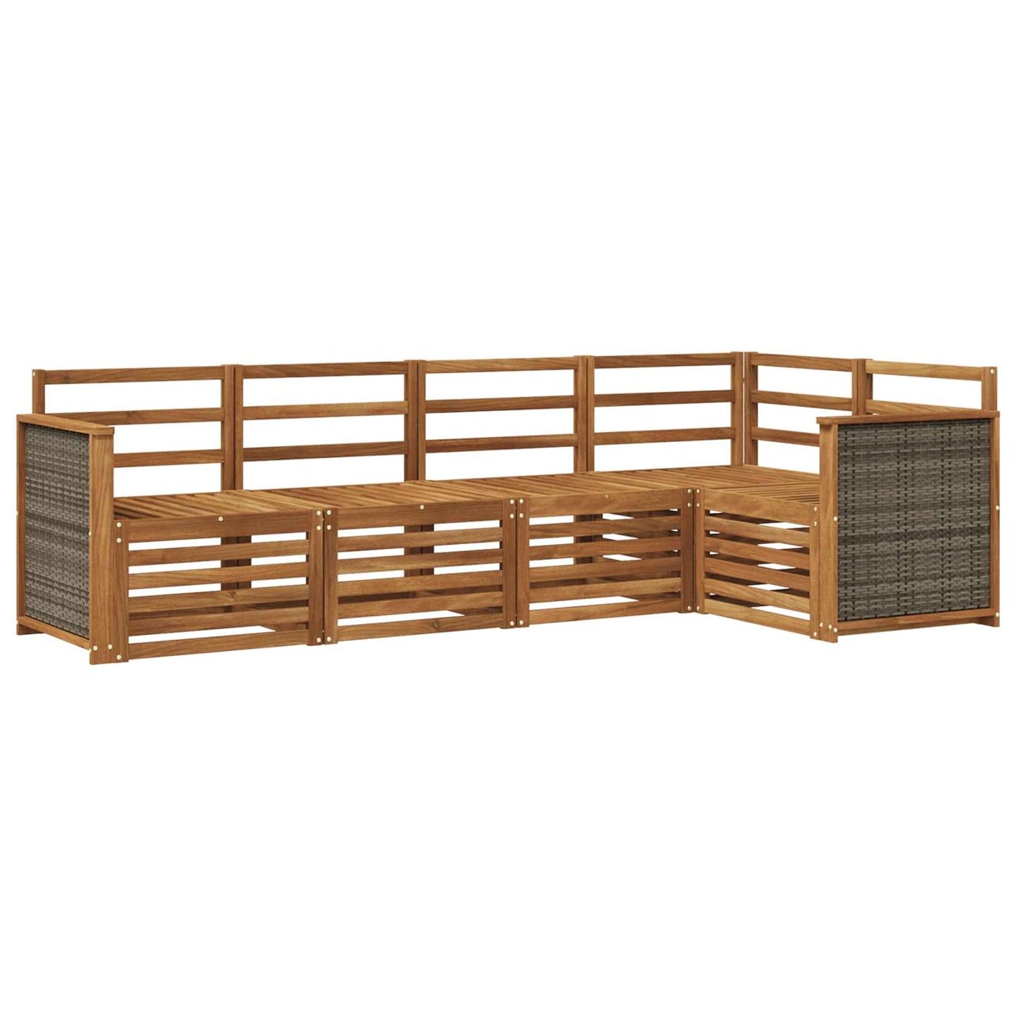 Seksjonssofa Sett 4 pcs Naturlig Solid akasietre