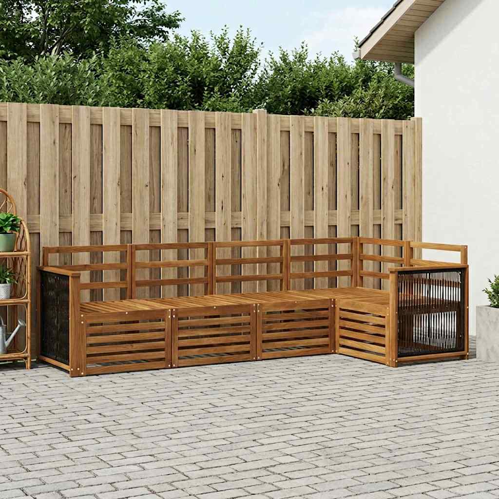 Seksjonssofa Sett 4 pcs Naturlig Solid akasietre