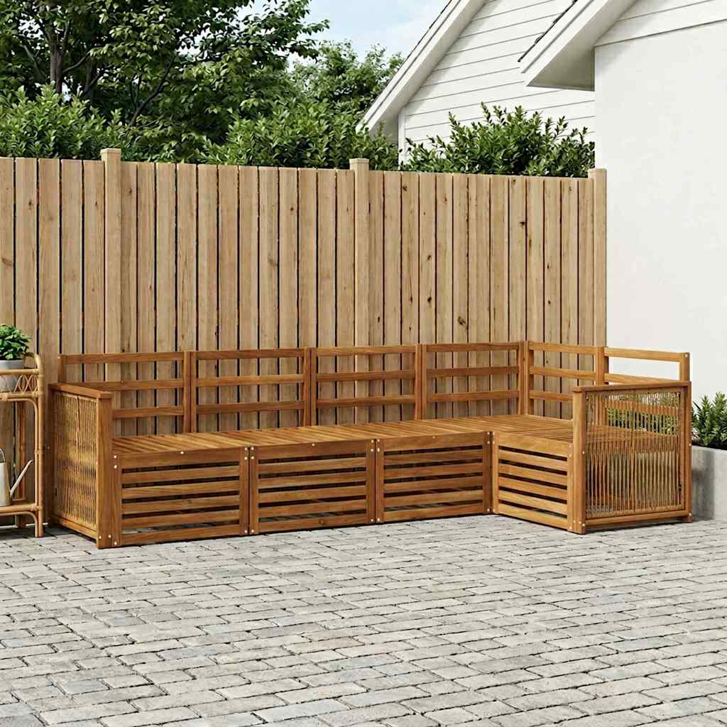 Seksjonssofa Sett 4 pcs Naturlig Solid akasietre
