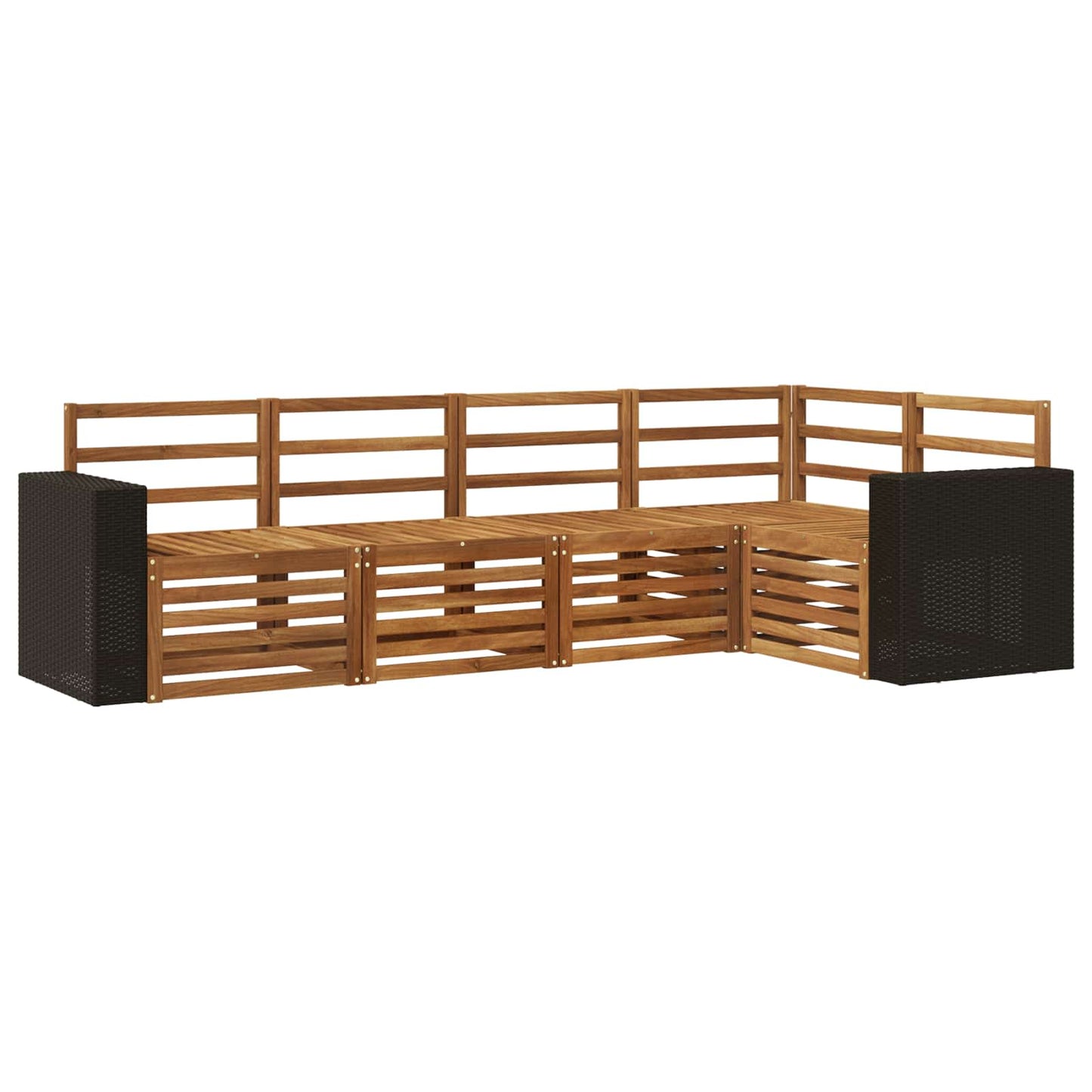 Seksjonssofa Sett 5 pcs Naturlig Solid akasietre