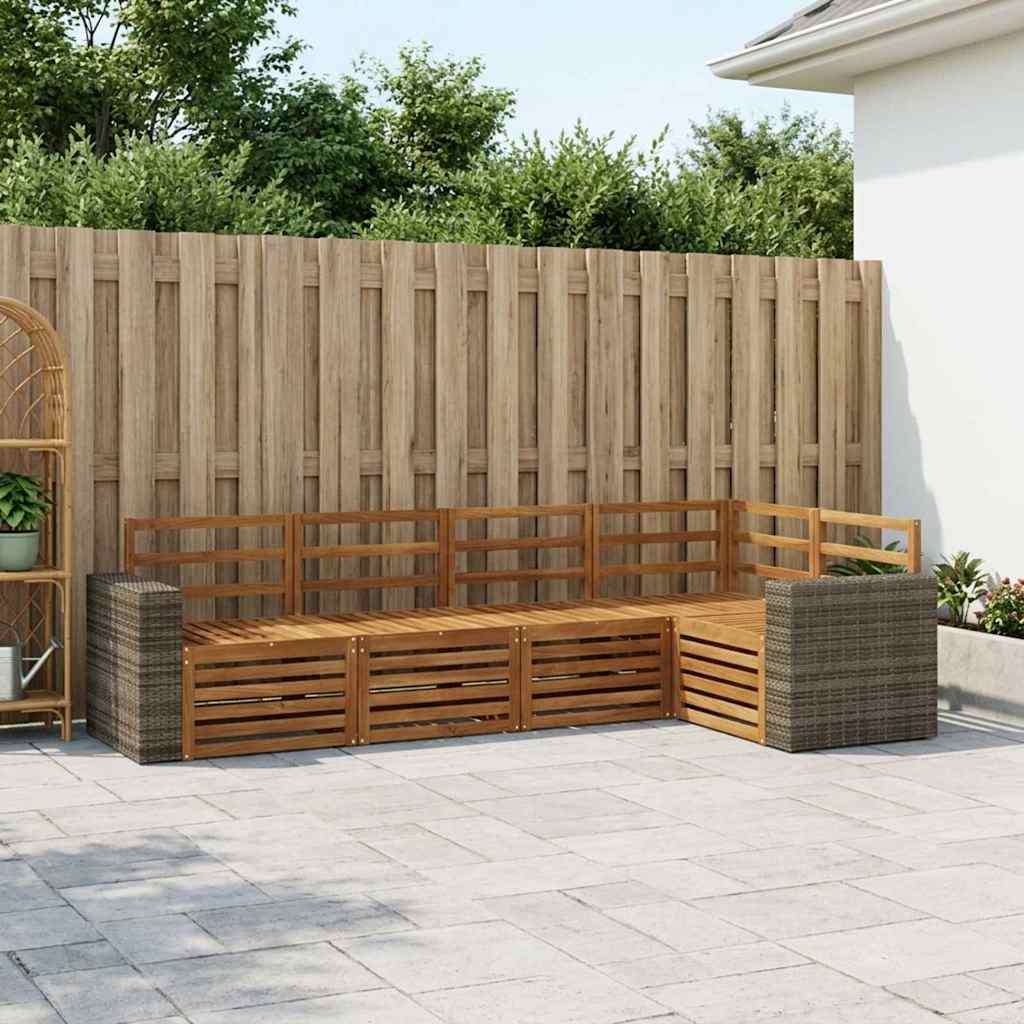 Seksjonssofa Sett 5 pcs Naturlig Solid akasietre