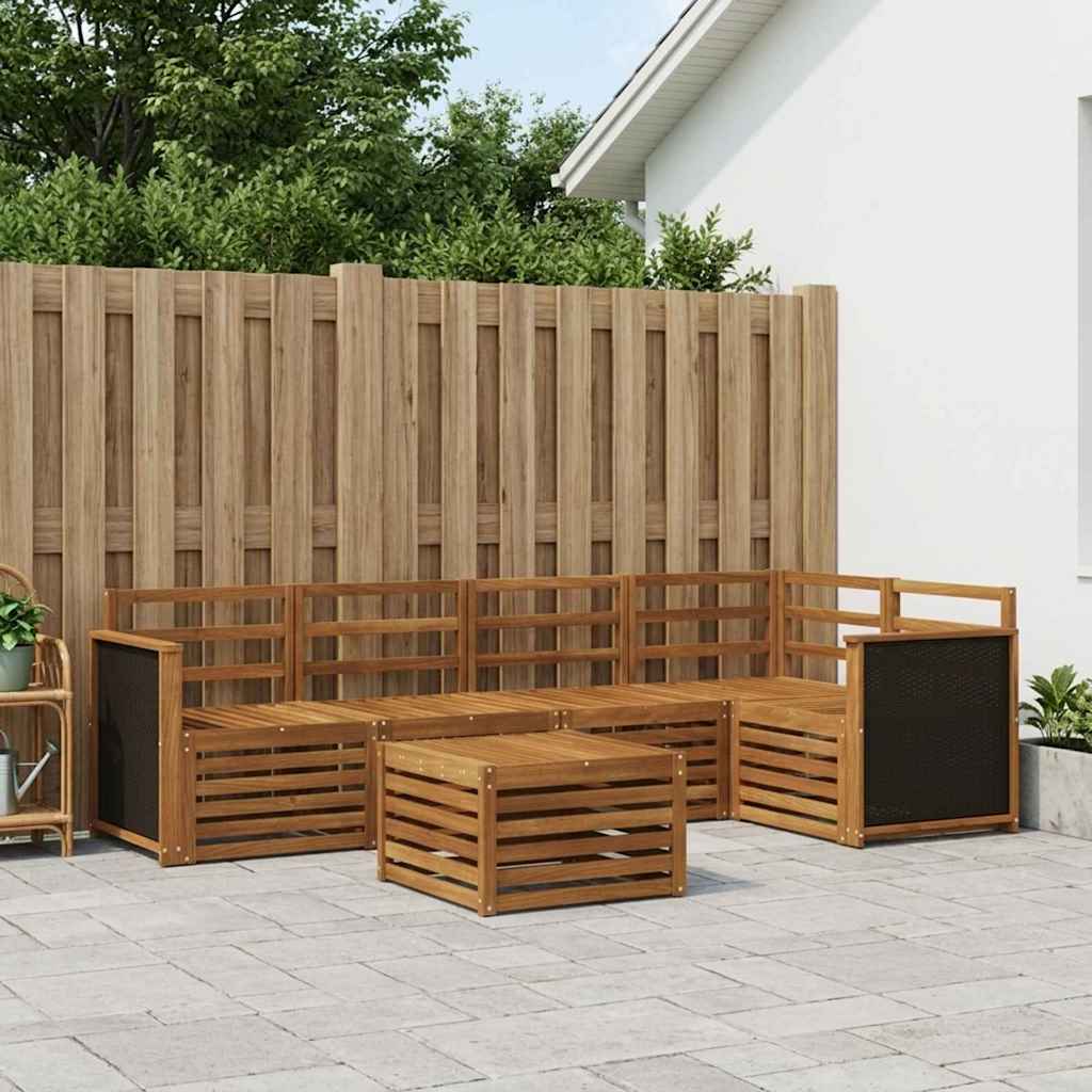 Seksjonssofa Sett 5 pcs Naturlig Solid akasietre