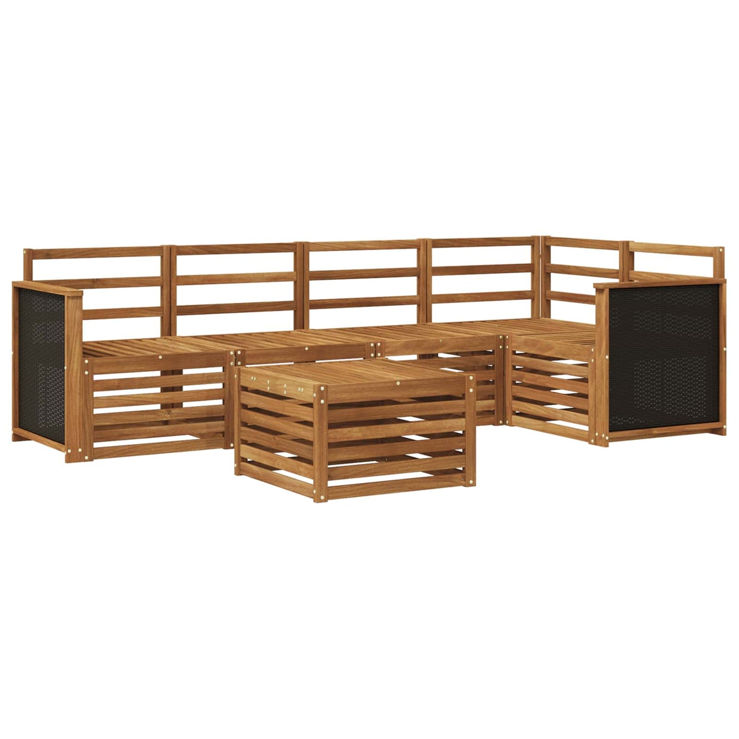 Seksjonssofa Sett 5 pcs Naturlig Solid akasietre