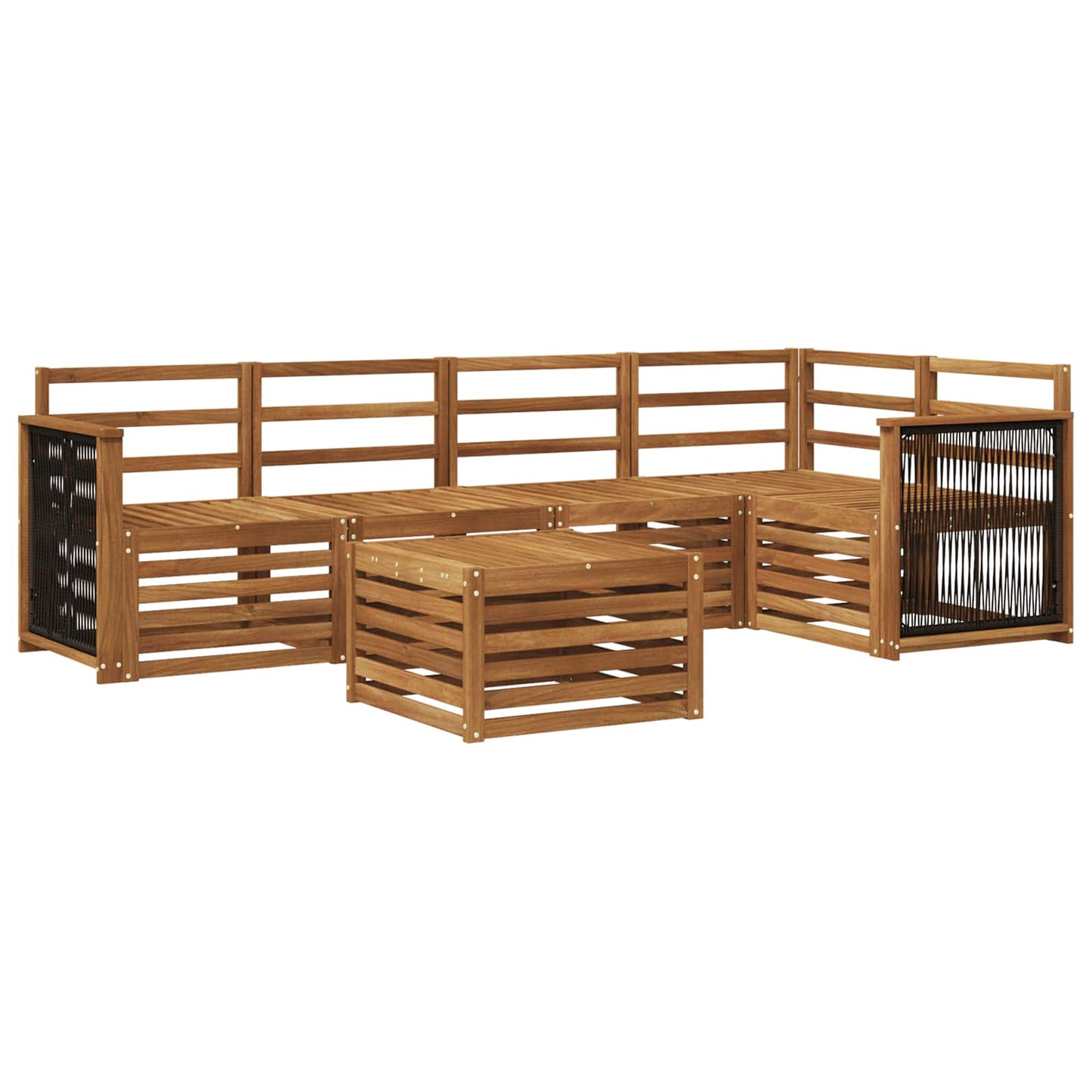 Seksjonssofa Sett 5 pcs Naturlig Solid akasietre