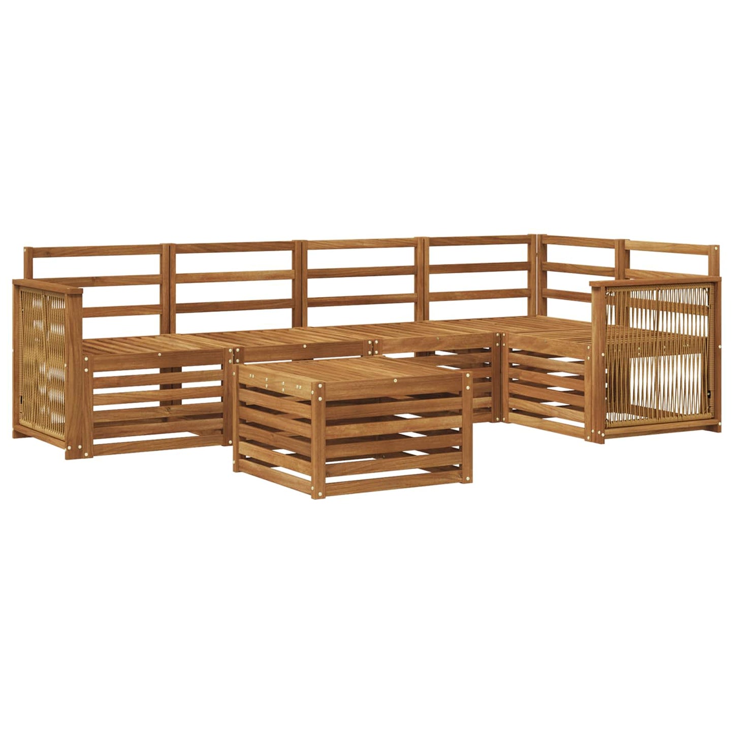 Seksjonssofa Sett 5 pcs Naturlig Solid akasietre
