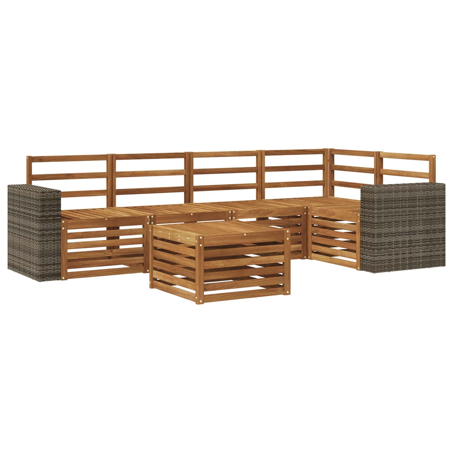 Seksjonssofa Sett 6 pcs Naturlig Solid akasietre