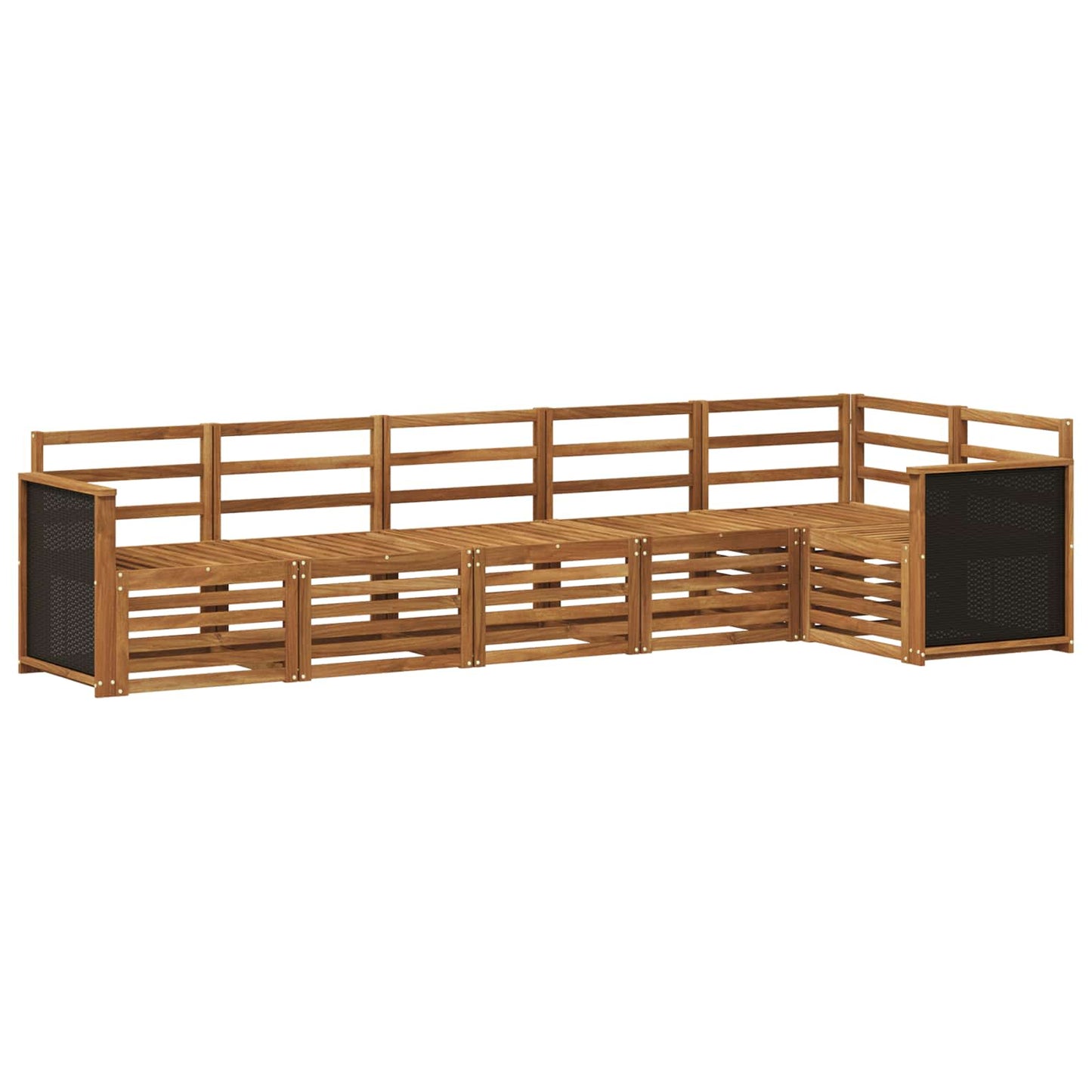 Seksjonssofa Sett 5 pcs Naturlig Solid akasietre