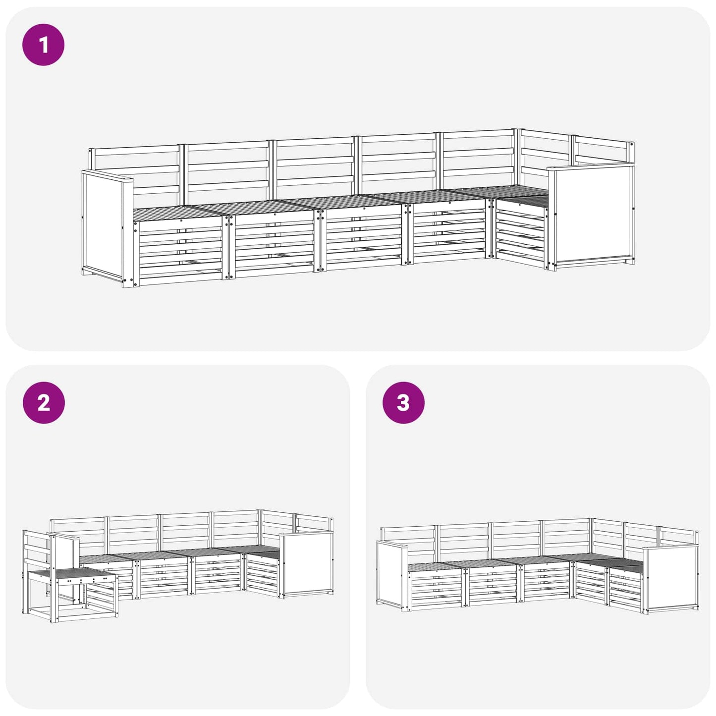 Seksjonssofa Sett 5 pcs Naturlig Solid akasietre