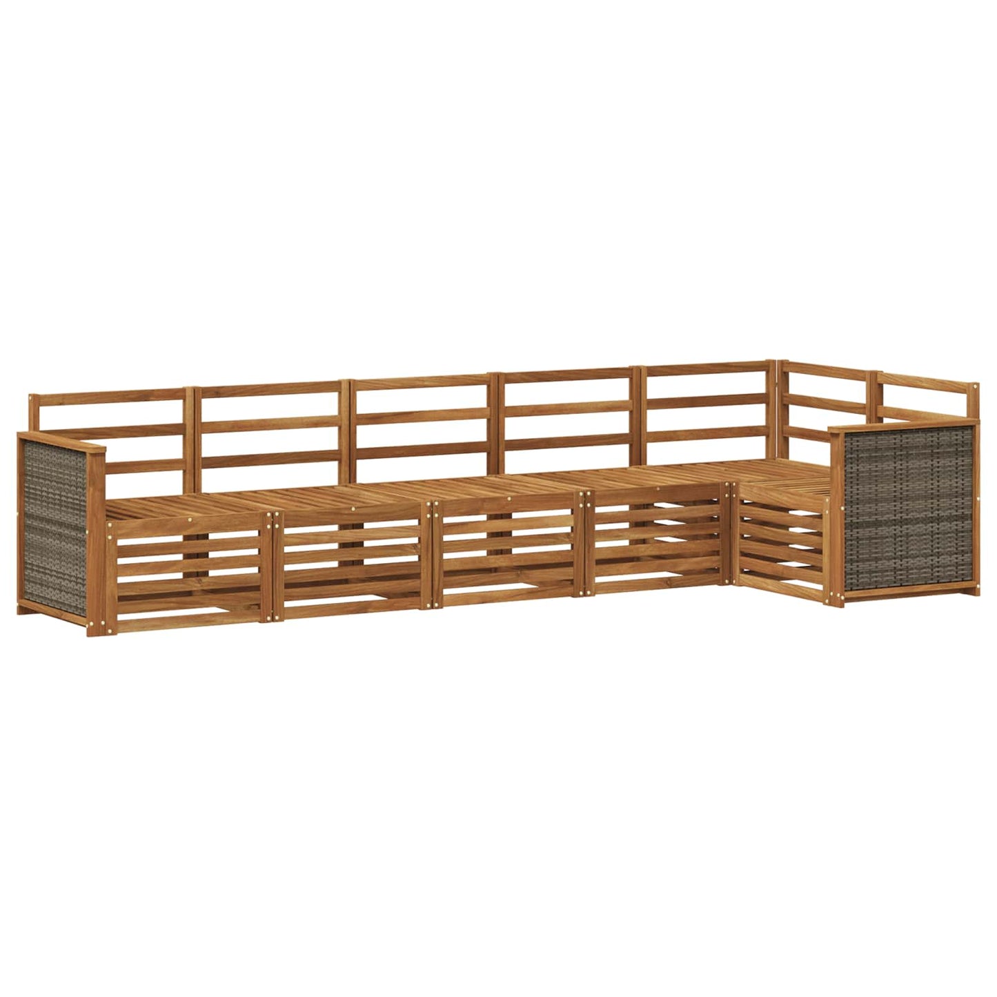 Seksjonssofa Sett 5 pcs Naturlig Solid akasietre