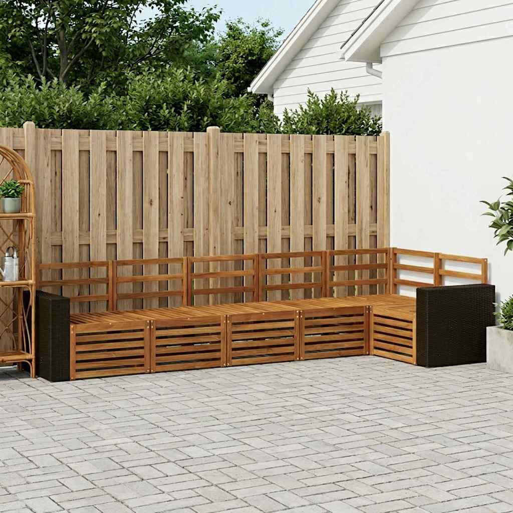 Seksjonssofa Sett 6 pcs Naturlig Solid akasietre