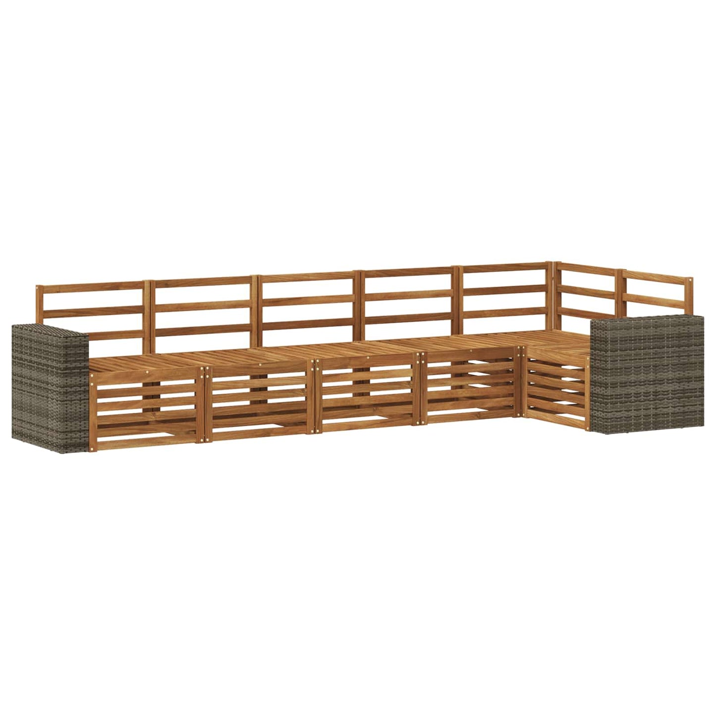 Seksjonssofa Sett 6 pcs Naturlig Solid akasietre
