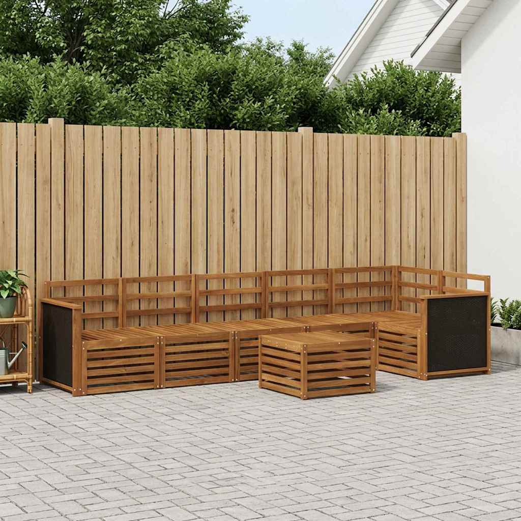 Seksjonssofa Sett 6 pcs Naturlig Solid akasietre