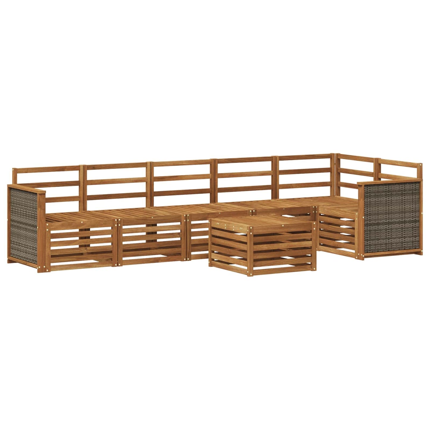 Seksjonssofa Sett 6 pcs Naturlig Solid akasietre