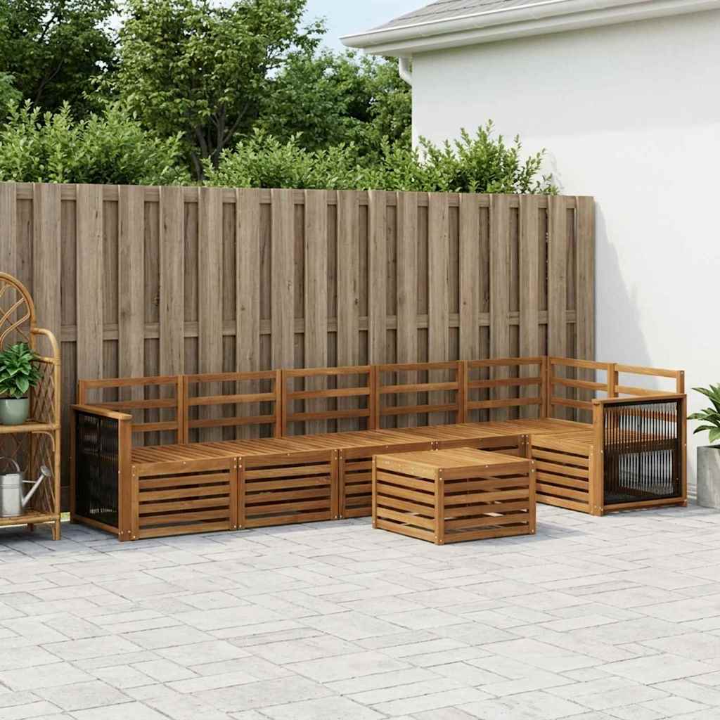 Seksjonssofa Sett 6 pcs Naturlig Solid akasietre