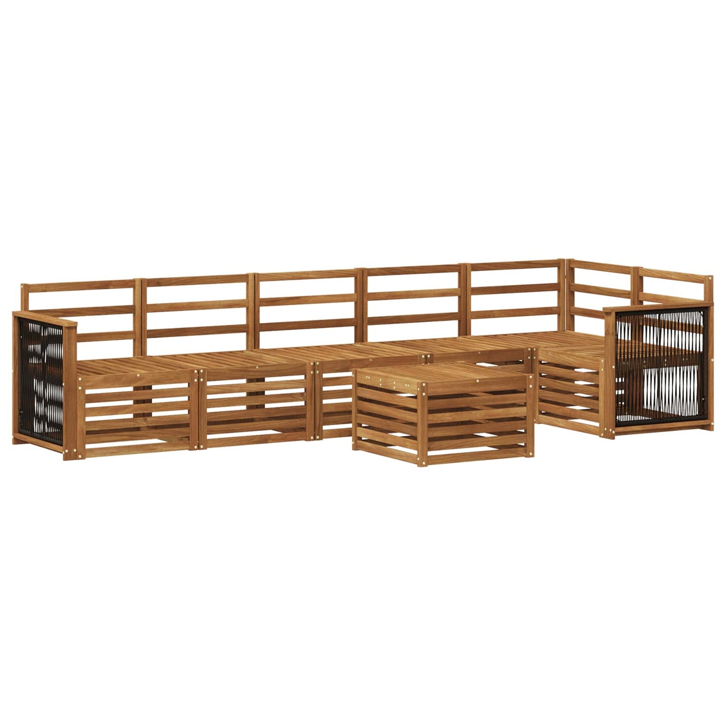Seksjonssofa Sett 6 pcs Naturlig Solid akasietre