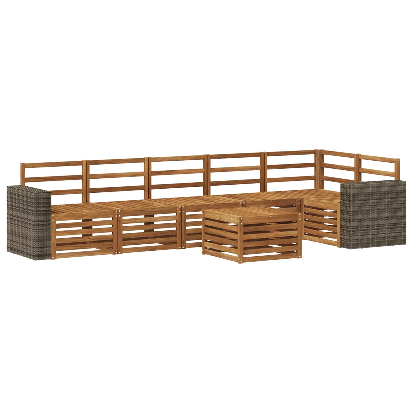 Seksjonssofa Sett 7 pcs Naturlig Solid akasietre