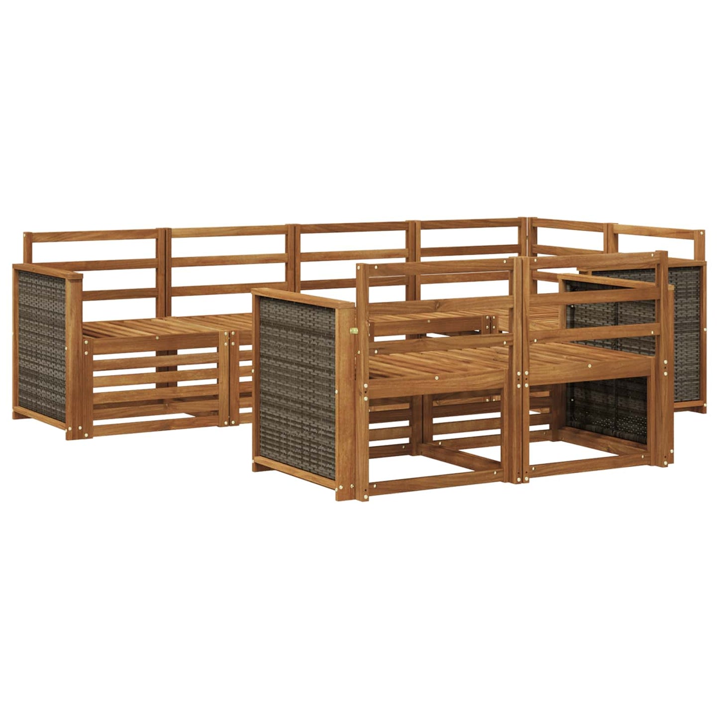Seksjonssofa Sett 6 pcs Naturlig Solid akasietre