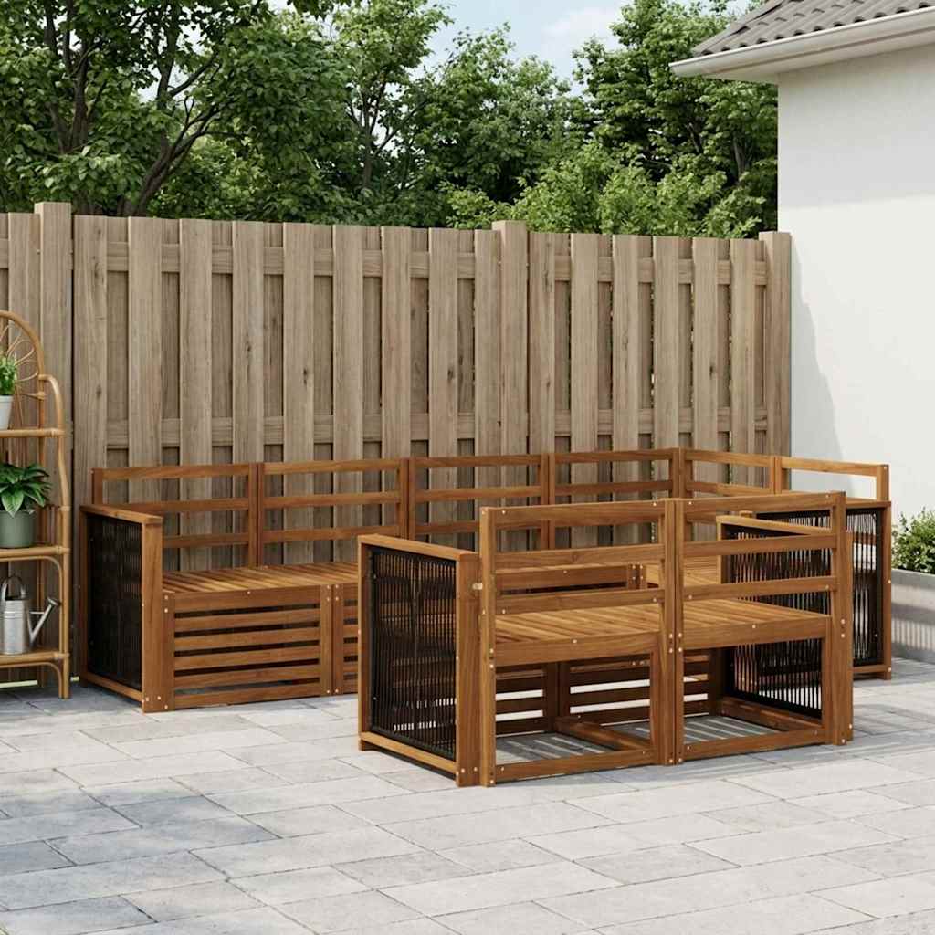 Seksjonssofa Sett 6 pcs Naturlig Solid akasietre