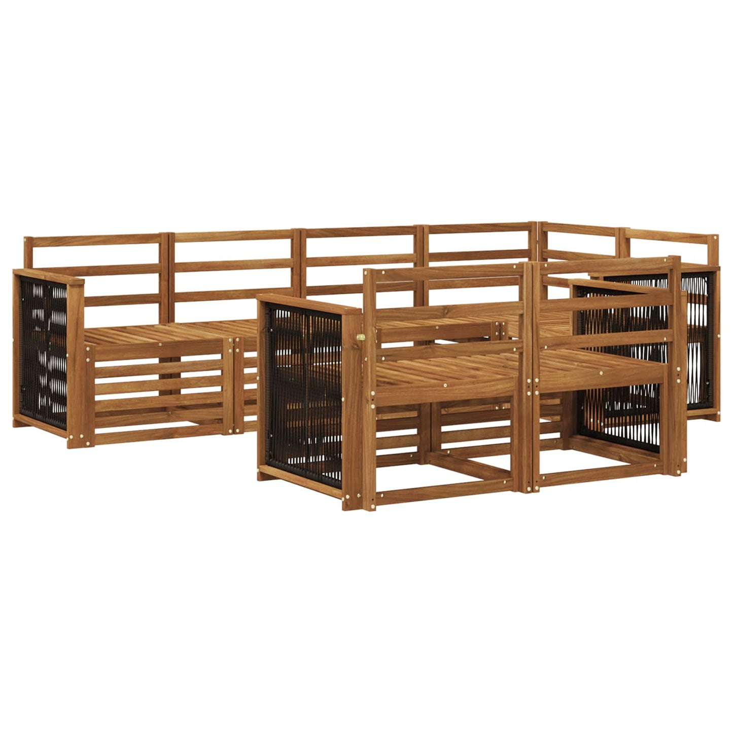 Seksjonssofa Sett 6 pcs Naturlig Solid akasietre