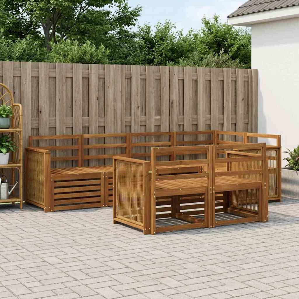 Seksjonssofa Sett 6 pcs Naturlig Solid akasietre