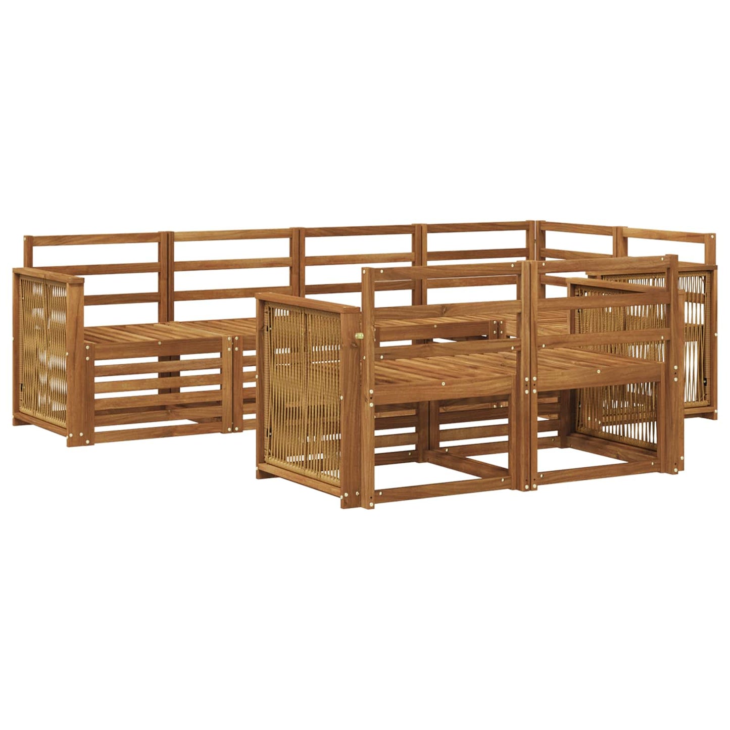 Seksjonssofa Sett 6 pcs Naturlig Solid akasietre