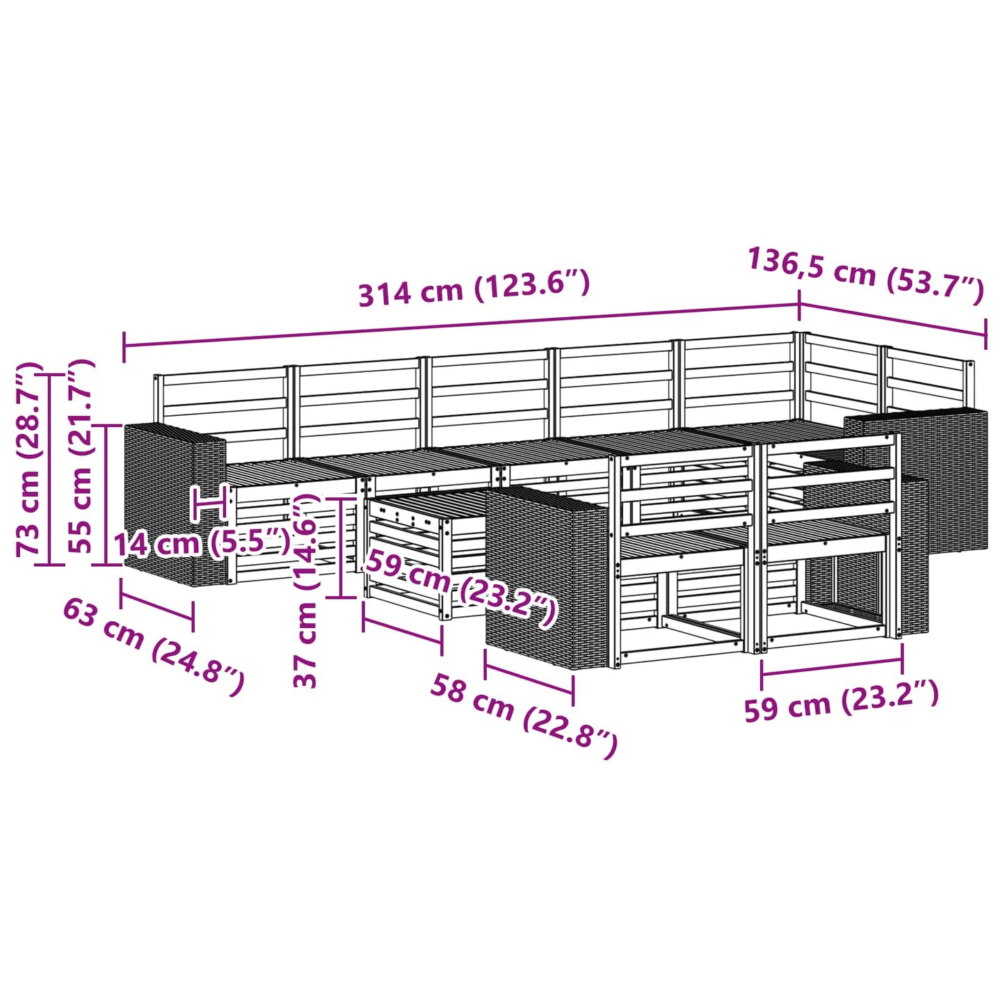 Sofasett Solid akasietre