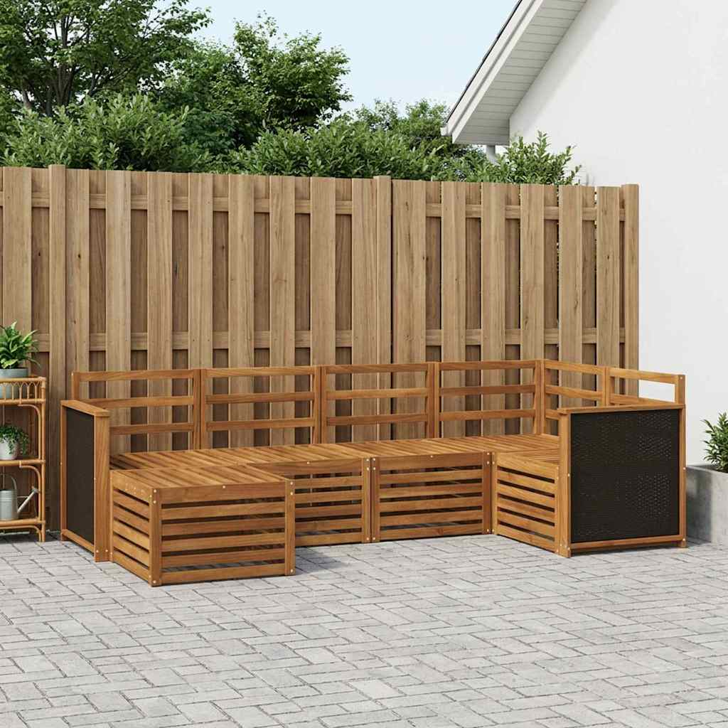 Seksjonssofa Sett 5 pcs Naturlig Solid akasietre