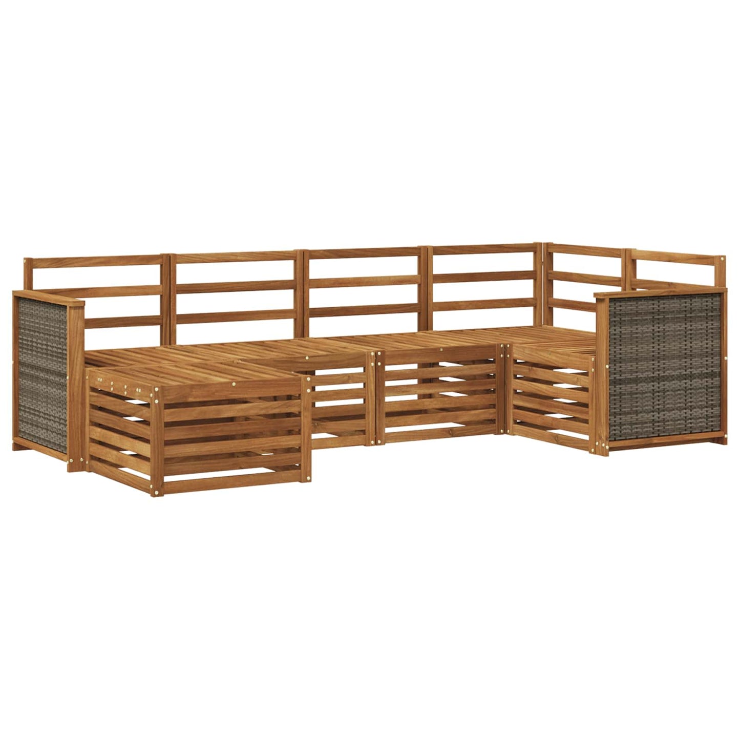 Seksjonssofa Sett 5 pcs Naturlig Solid akasietre