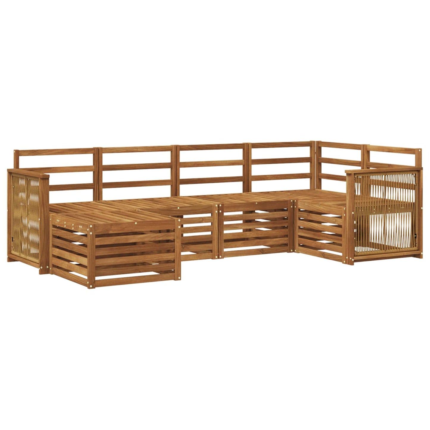 Seksjonssofa Sett 5 pcs Naturlig Solid akasietre