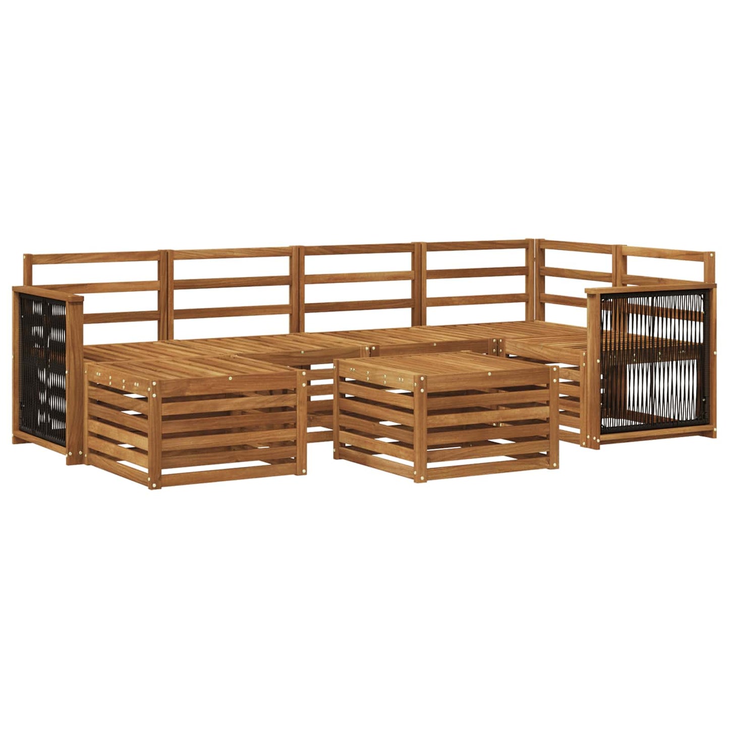 Seksjonssofa Sett 6 pcs Naturlig Solid akasietre
