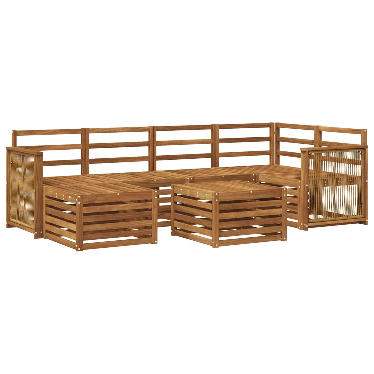 Seksjonssofa Sett 6 pcs Naturlig Solid akasietre