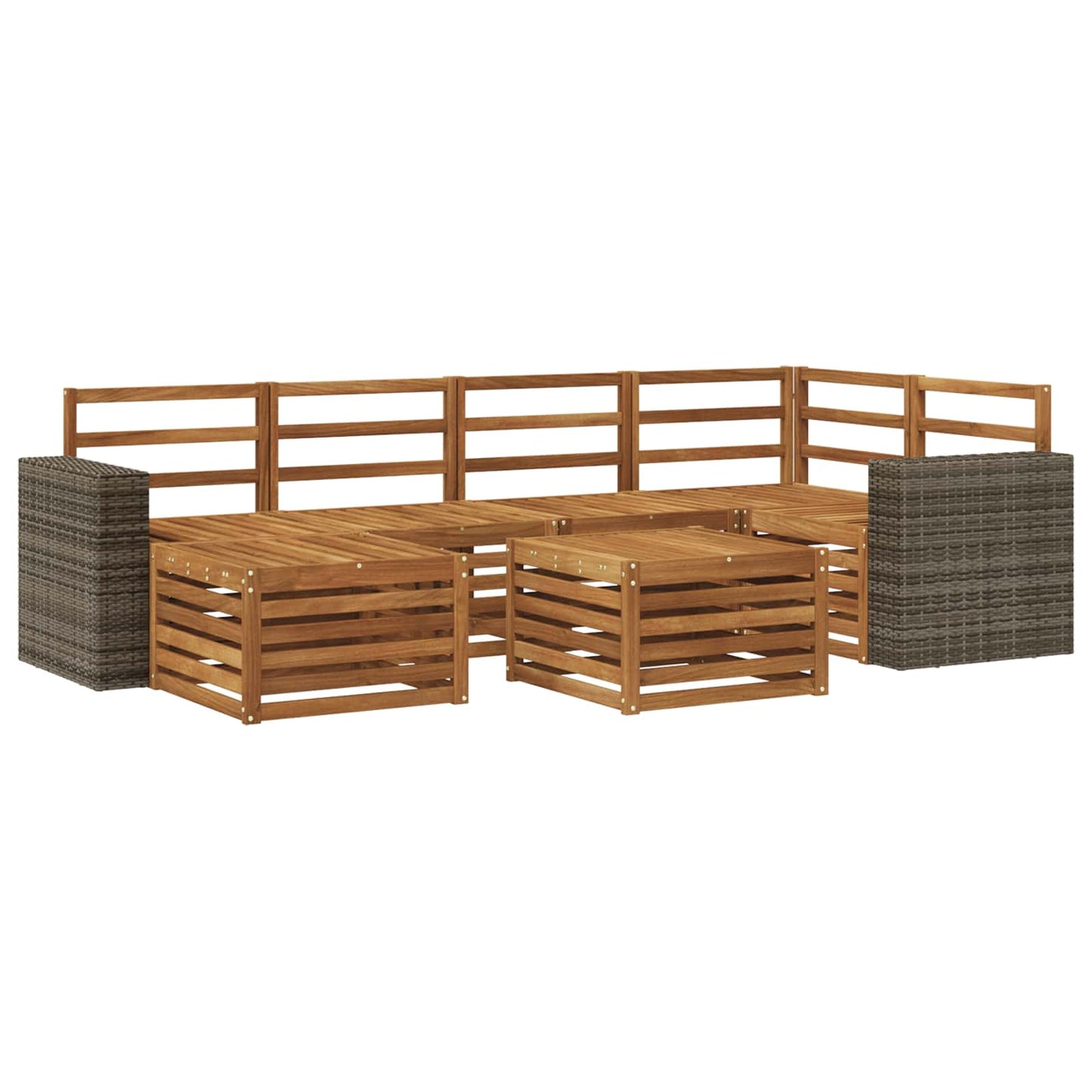 Seksjonssofa Sett 6 pcs Naturlig Solid akasietre