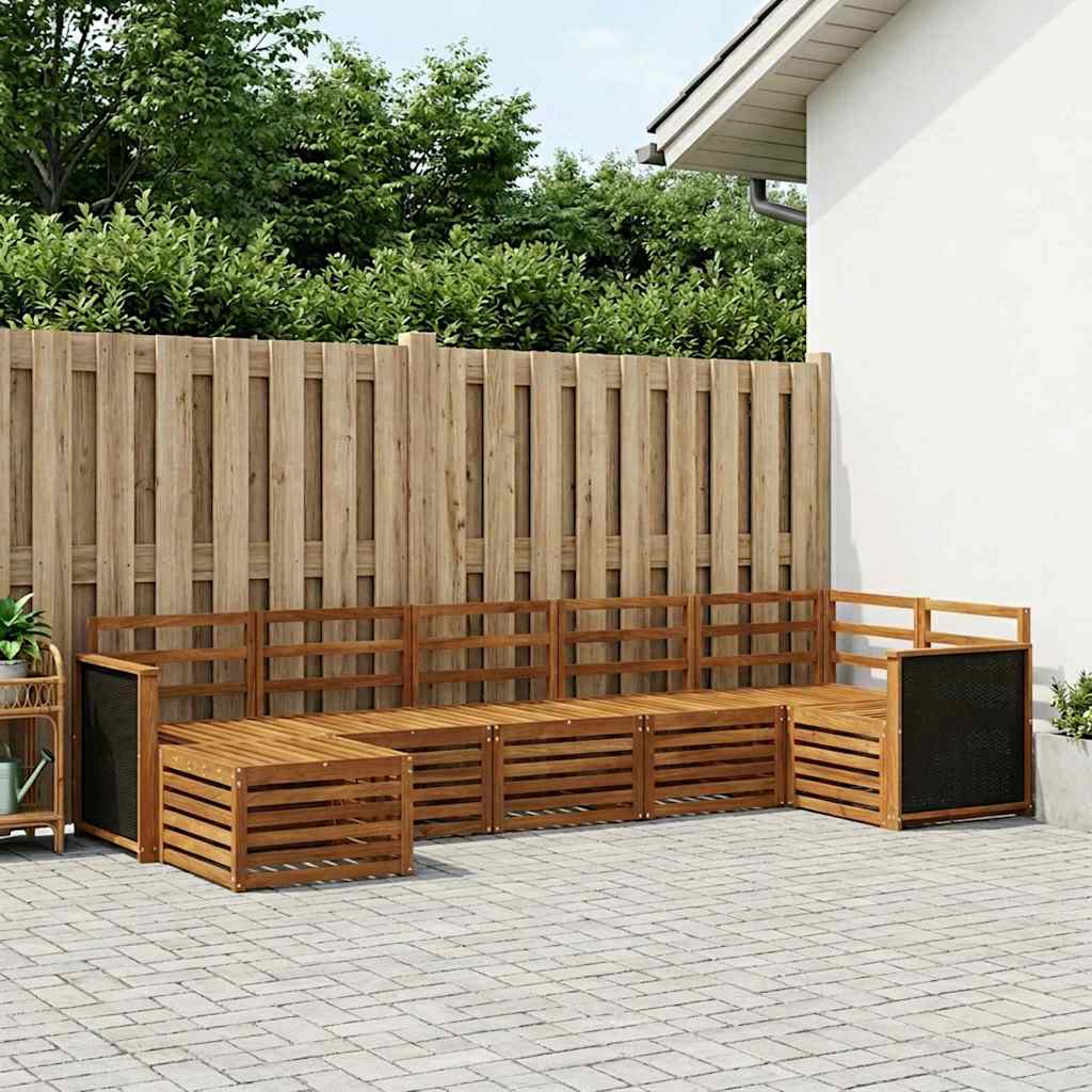 Seksjonssofa Sett 6 pcs Naturlig Solid akasietre