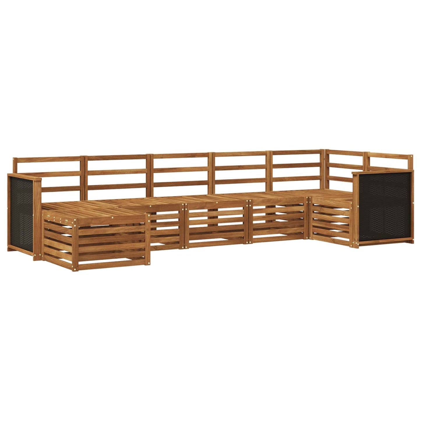 Seksjonssofa Sett 6 pcs Naturlig Solid akasietre