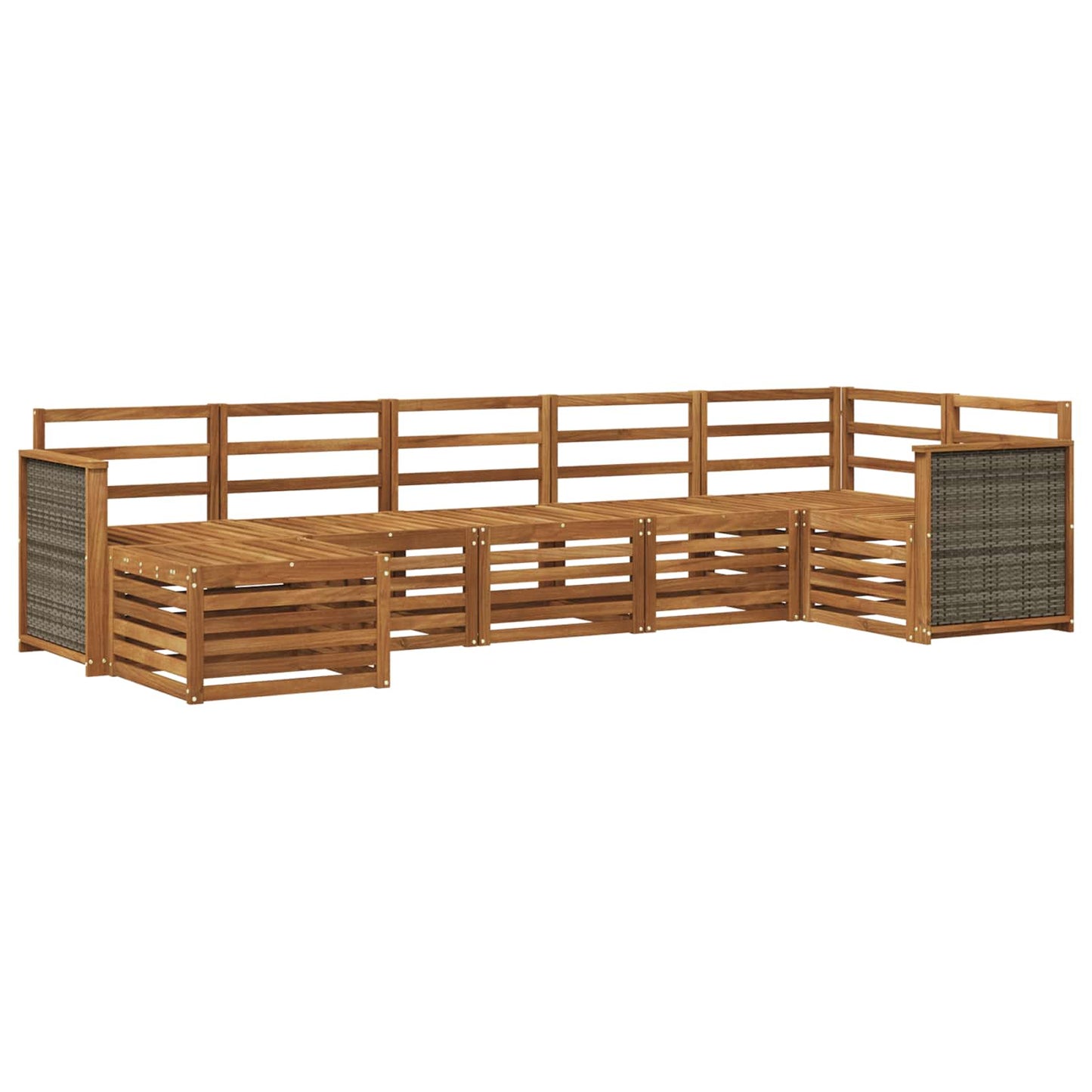 Seksjonssofa Sett 6 pcs Naturlig Solid akasietre