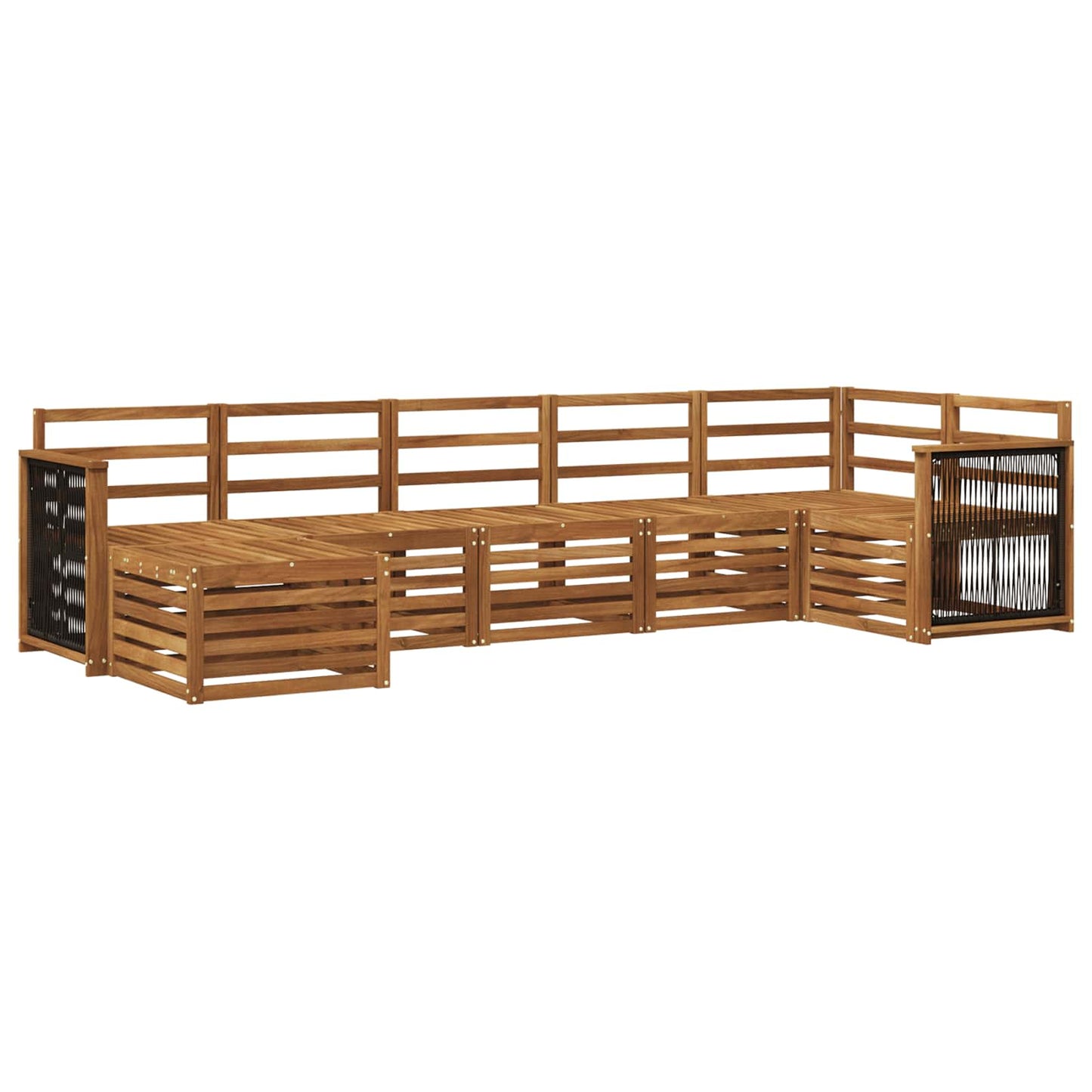 Seksjonssofa Sett 6 pcs Naturlig Solid akasietre