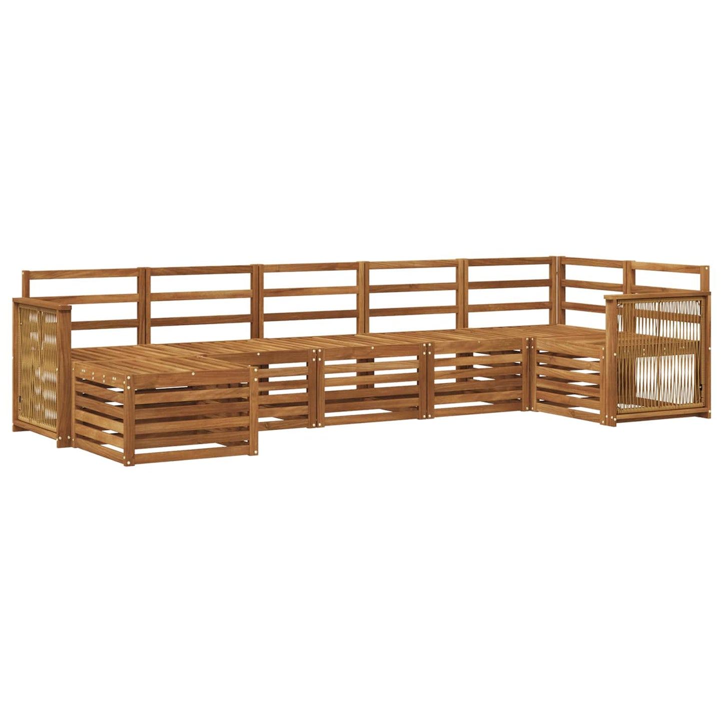 Seksjonssofa Sett 6 pcs Naturlig Solid akasietre
