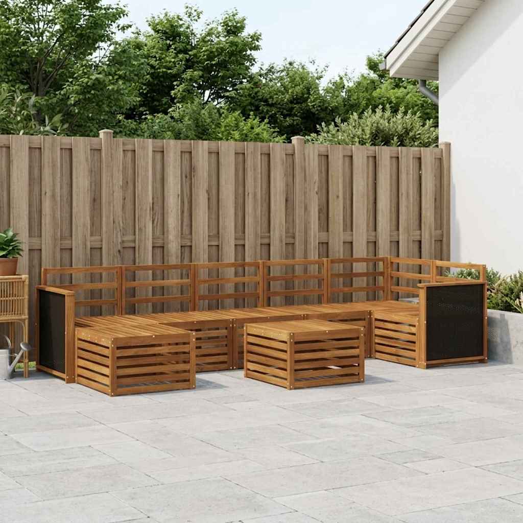 Utendørs sofa-sett 7 pcs Naturlig Solid akasietre
