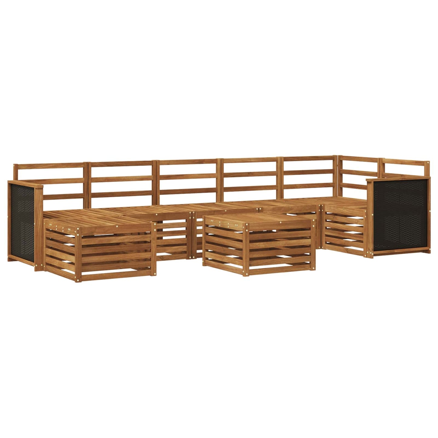 Utendørs sofa-sett 7 pcs Naturlig Solid akasietre