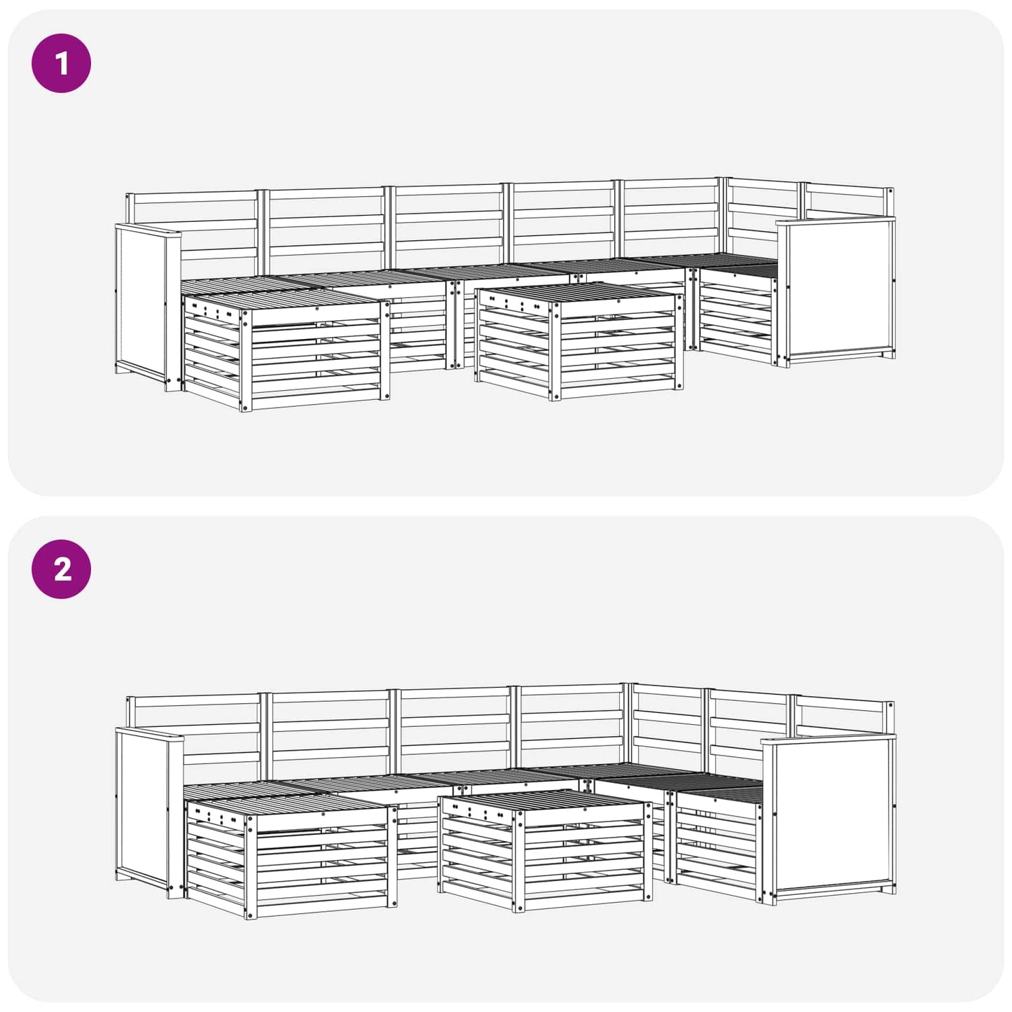Utendørs sofa-sett 7 pcs Naturlig Solid akasietre