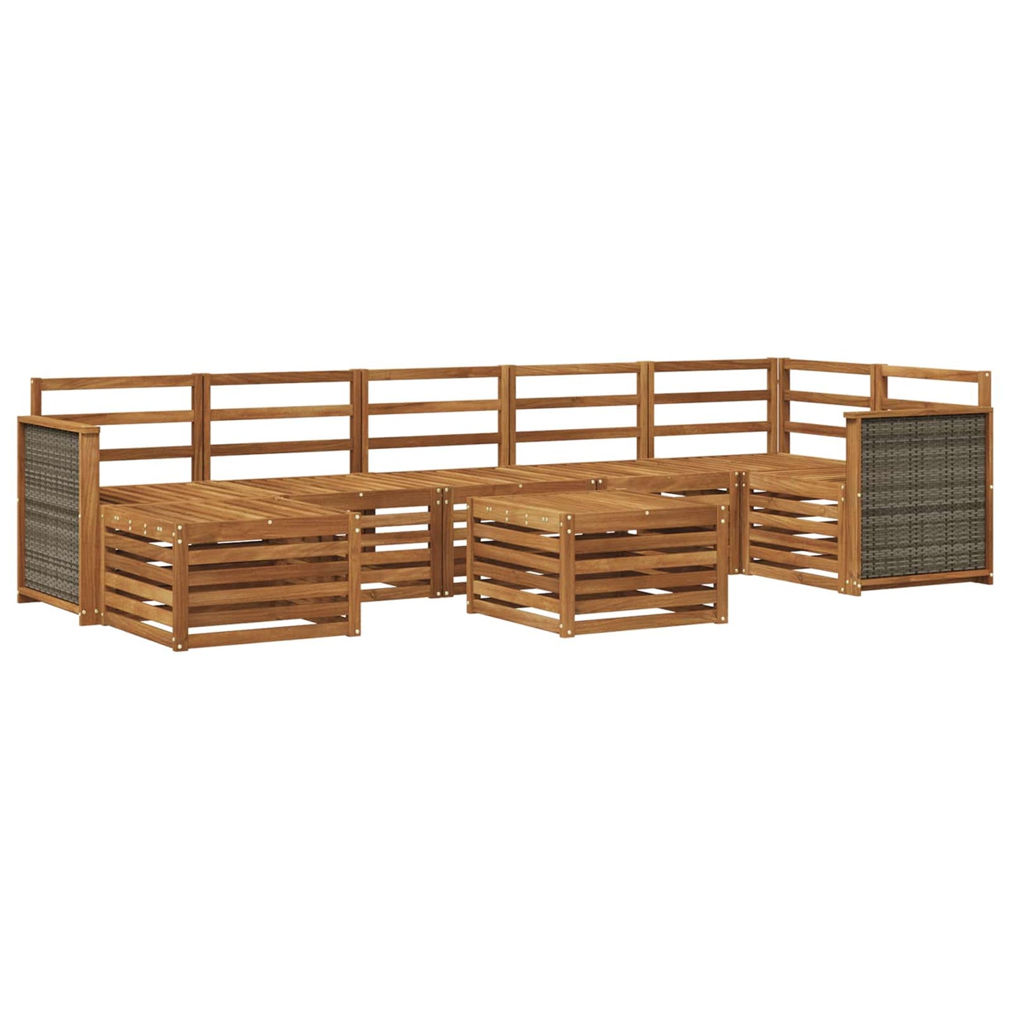 Utendørs sofa-sett 7 pcs Naturlig Solid akasietre